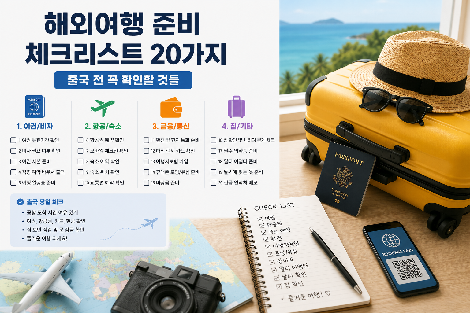 해외여행 준비 체크리스트 20가지 | 출국 전 꼭 확인할 것들