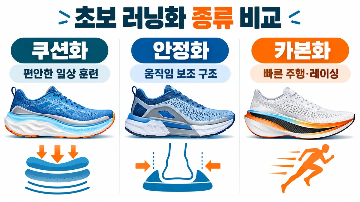 쿠션화 안정화 카본화의 구조와 사용 목적 비교